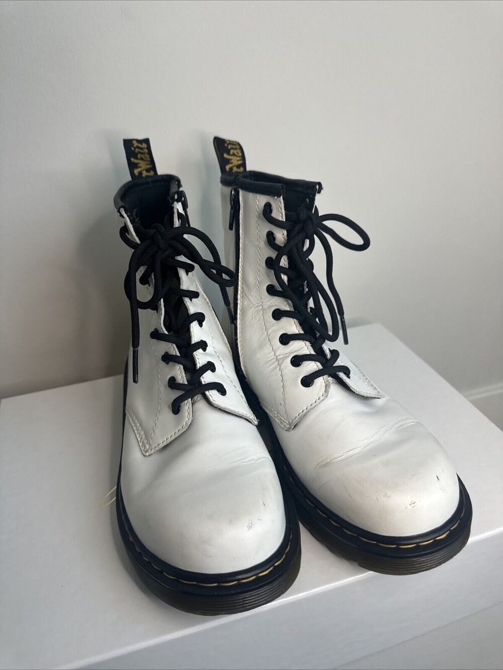 Doc Martens 1460 Y White Boots Side Zipper Air Wair Women's 5
